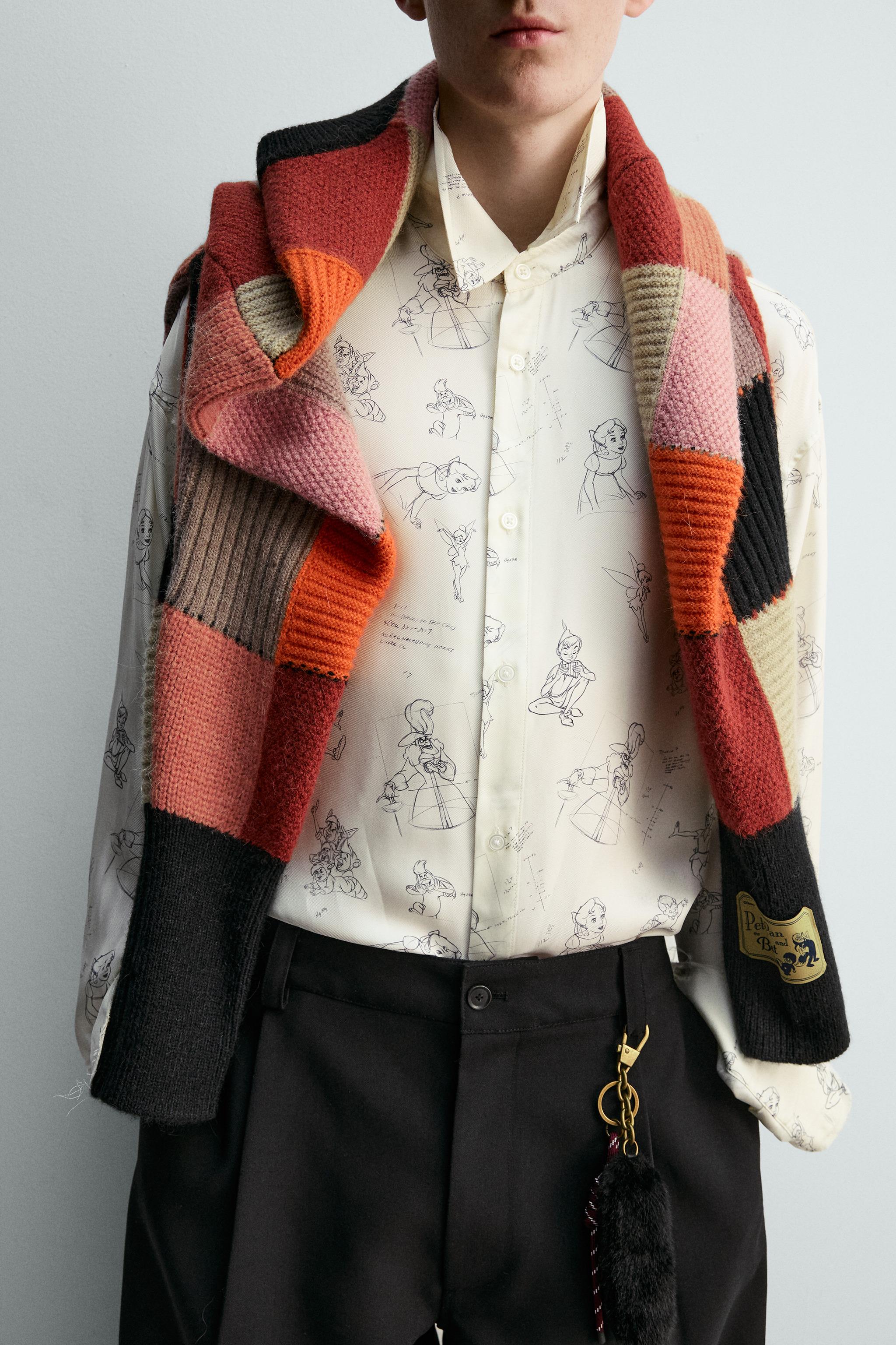 PETER PAN CHARACTERS SILK-VISCOSE SHIRT HARRY LAMBERT FOR ZARA